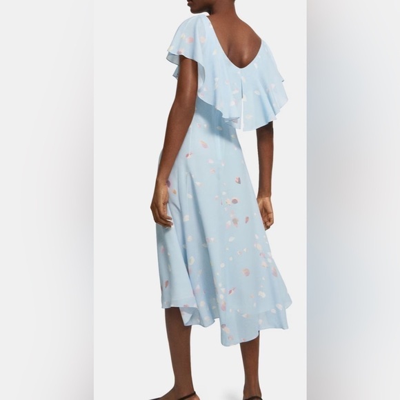 Theory Ruffled Dress in Floral Silk - Picture 2 of 8